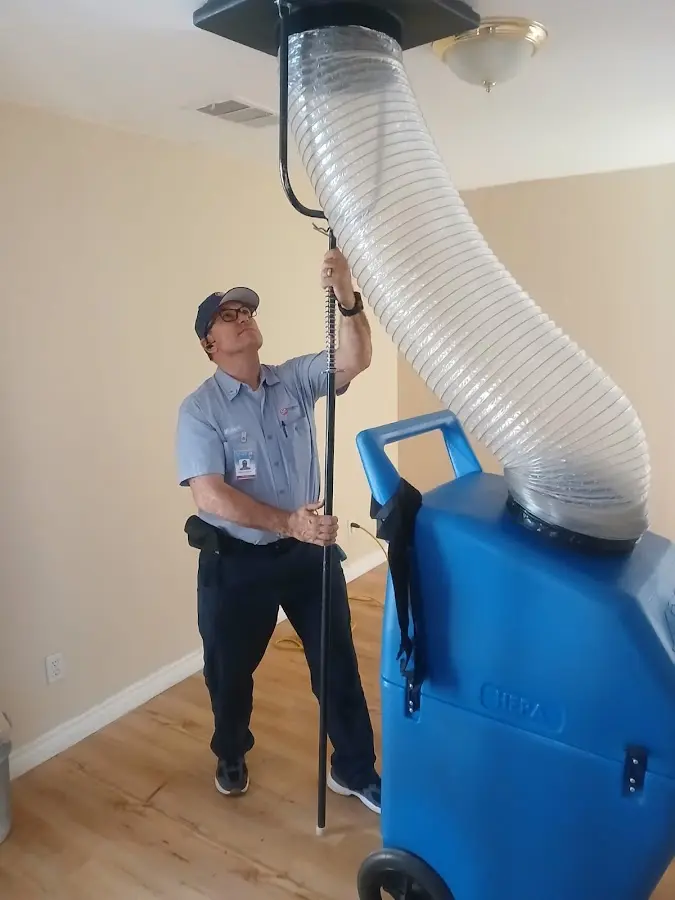 Mini Split Installation technician using HEPA equipment in Pell City